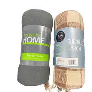 CHENILLE THROW  size 50 x 60 inch set  of 2